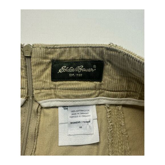 Eddie Bauer Academia 100% Cotton Corduroy Front Pockets Skirt Women 10 Tan Gold - Picture 9 of 9